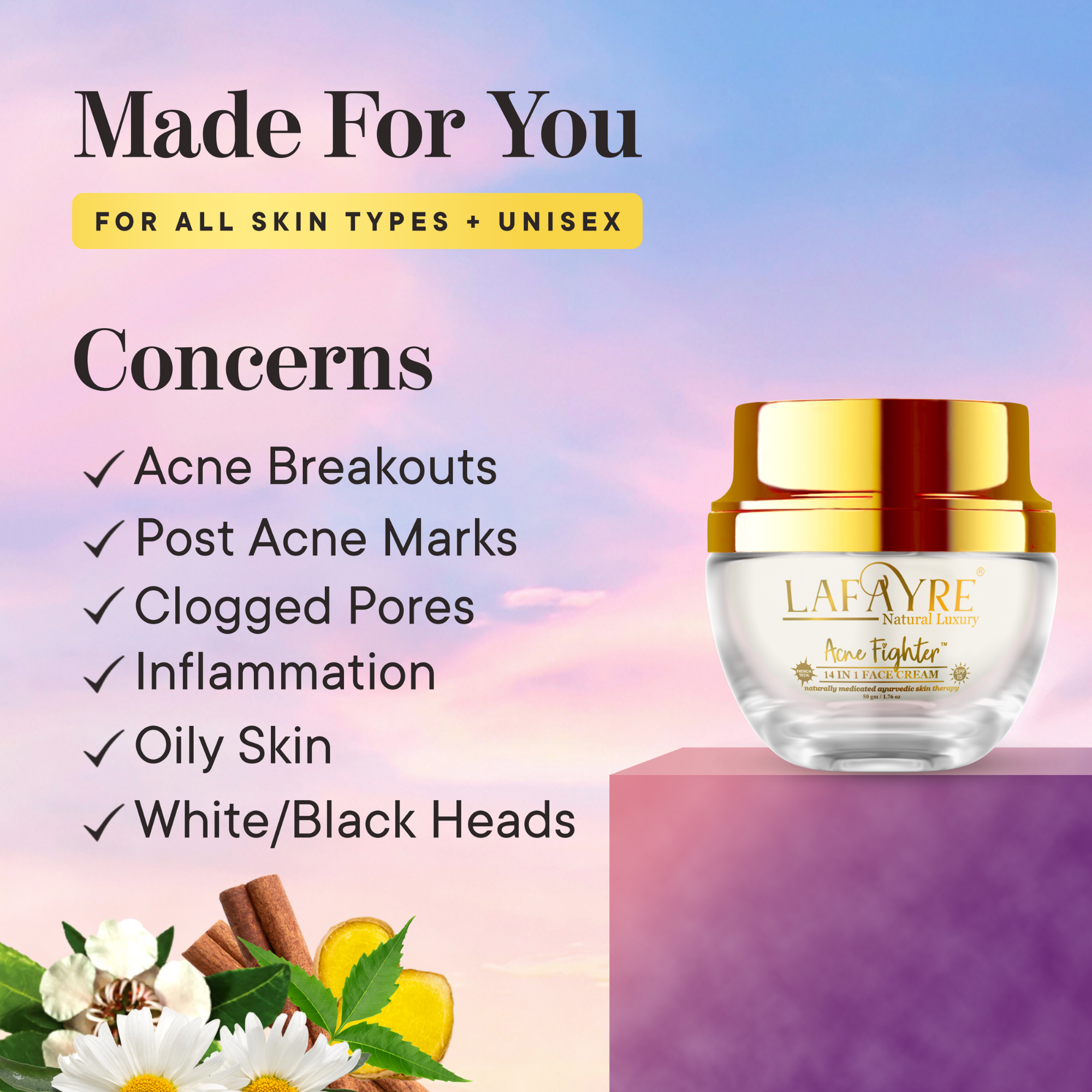 Acne Fighter 14 in 1 Face Cream- with SPF 15