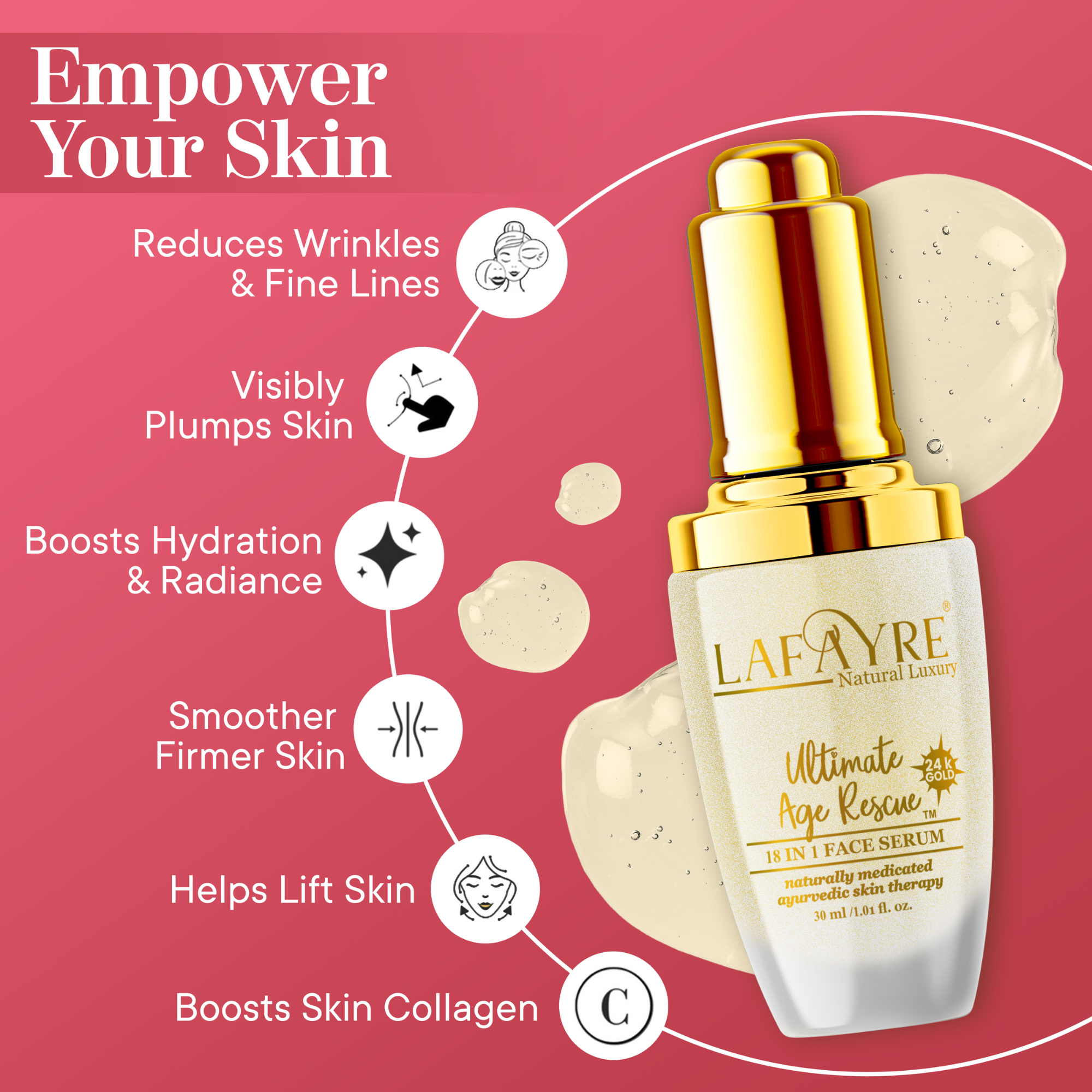 Ultimate Age Rescue 18 in 1 Face Serum with 24k Gold