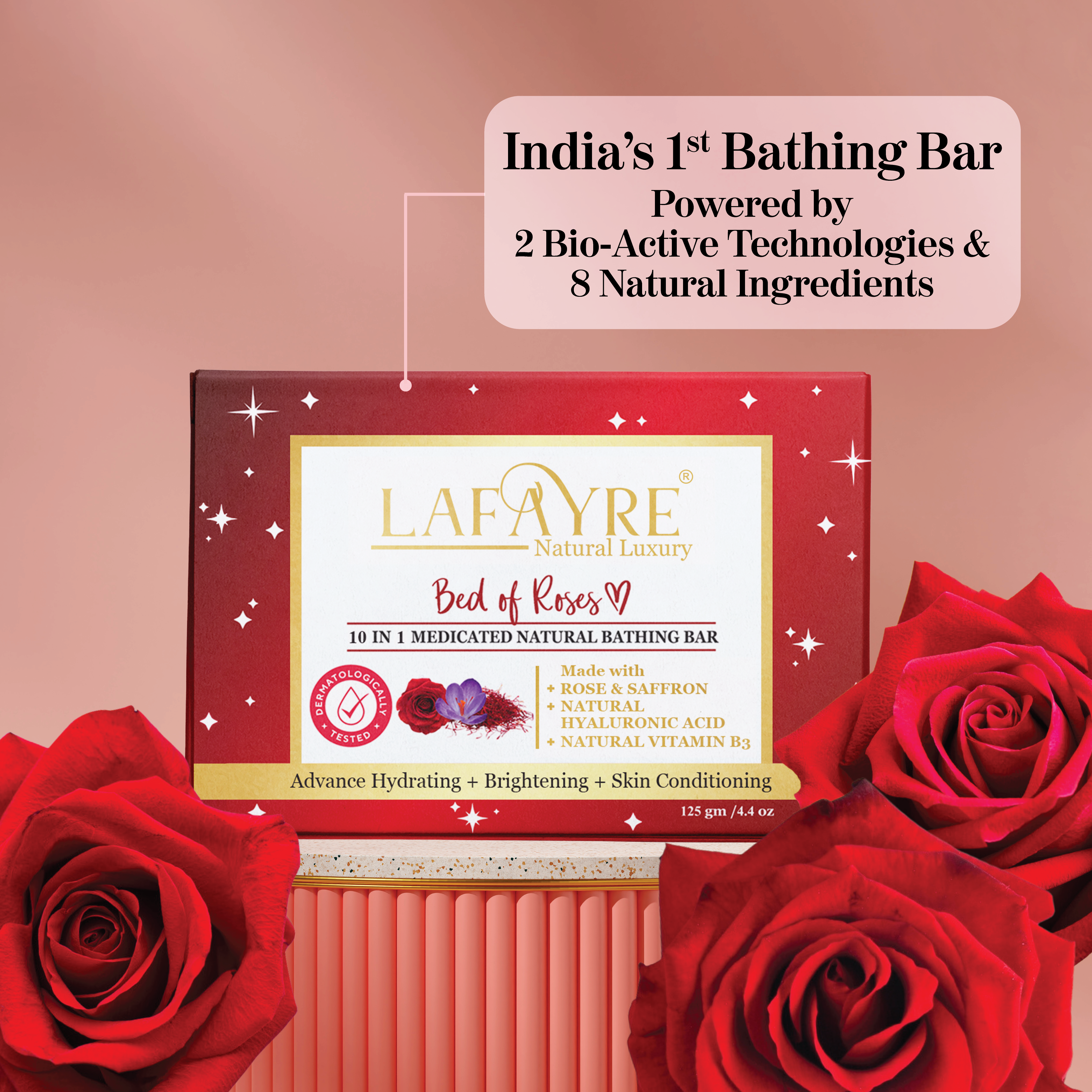 Bed of Roses - 10 in 1 Medicated Face & Body Bar - 75 gm / 125 gm - LAFAYRE