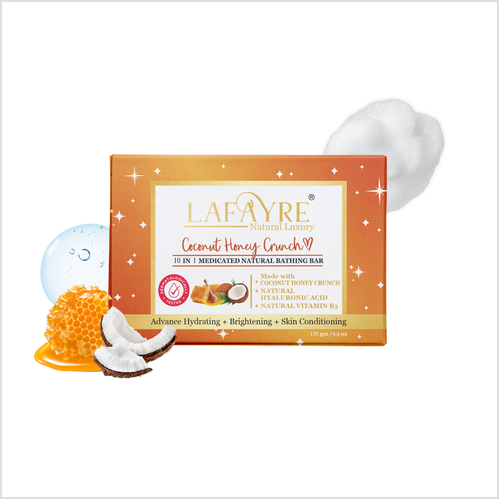 Coconut & Honey Crunch - 10 in 1 Medicated Face & Body Bar - 75 gm / 125 gm - LAFAYRE