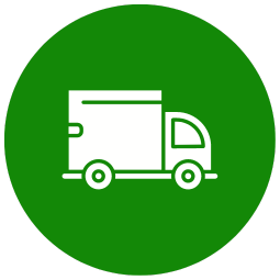 free delivery icon with a white truck on a green circle